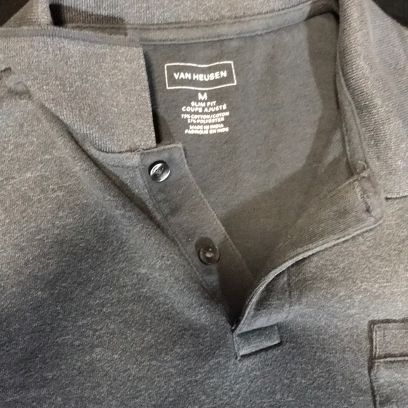 Men's Van Heusen Gray Long Sleeve Polo - Picture 3 of 5